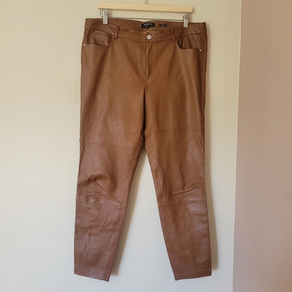 Lafayette 148 New York Mercer Nappa  Leather Pants Brown - Picture 4 of 11